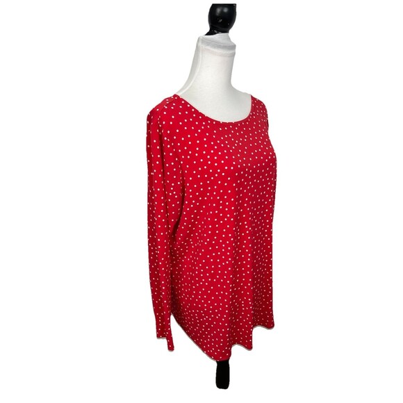 Susan Graver HSN Blouse Plus Size 1X Tunic Top Red & White Polka Dot Keyhole Top - Picture 4 of 10